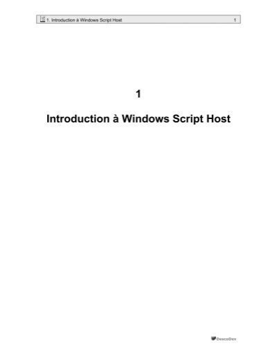1 Introduction à Windows Script Host