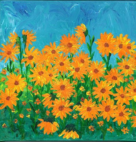 Field Of Daisies Painting By Kathy Fortenberry Pixels