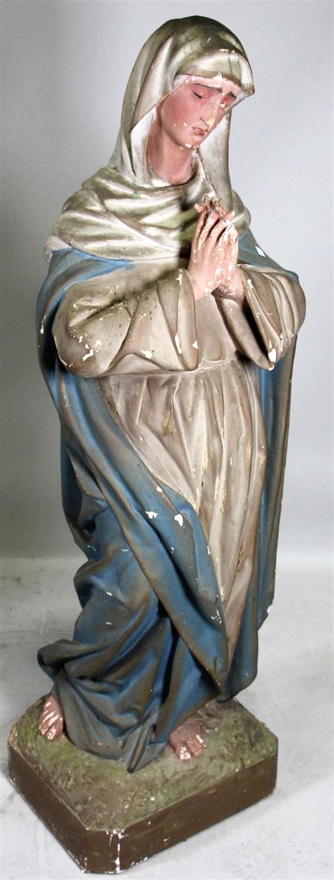 19th Century Mary And Joseph Painted Plaster Statues