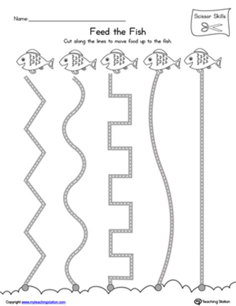 Horizontal, vertical, diagonal, curved lines. Preschool Scissor Skills Printable Worksheets | MyTeachingStation.com