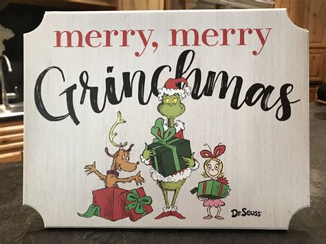 Merry Grinchmas Grinch Christmas Wood Canvas Up Cycled Etsy Grinch