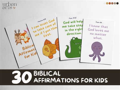 Biblical Affirmation Cards For Kids Printable Christian Etsy