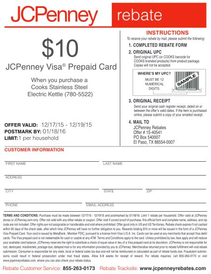 Jcpenney Cooks Rebate Form Kettle