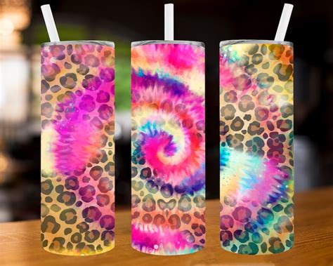 Tie Dye And Leopard Tumbler Png 20oz Skinny Tumbler Etsy