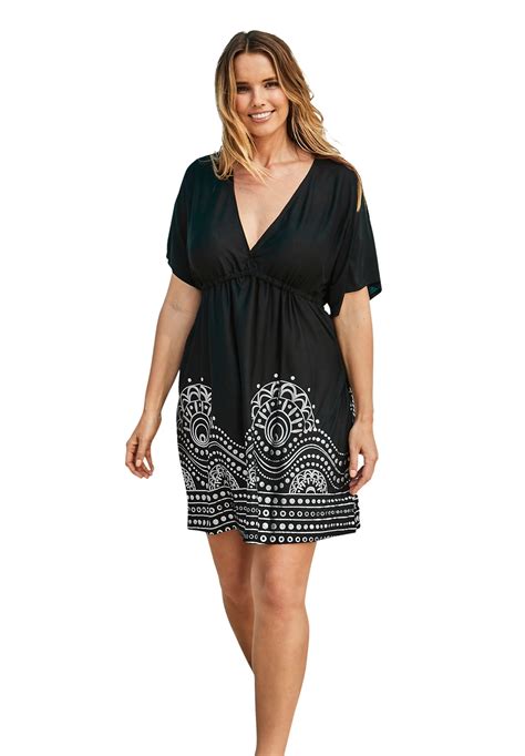 Swimsuits For All Womens Plus Size Kate V Neck Cover Up Dress 1012