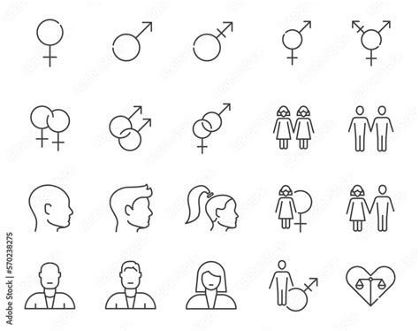 vecteur stock gender line icon set female male lgbt symbol equality human sex symbol