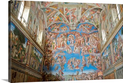 Fresco Paintings By Michelangelo In The Sistine Chapel Wall Art Canvas