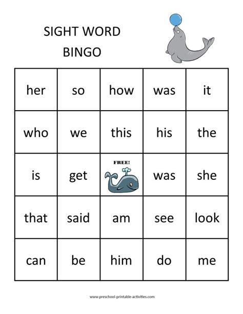 Sight Word Bingo Games Sight Word Bingo Word Bingo Sight Words