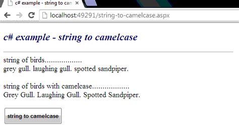 Our camel case converter let's you quickly and easily convert your text or variables to proper camel case format. c# - How to convert a string to camelcase