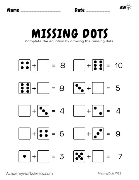 Missing Dots Addition Worksheets - Academy Worksheets