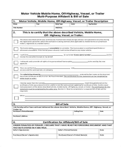 Free 9 Sample Trailer Bill Of Sale Forms In Pdf Ms Word