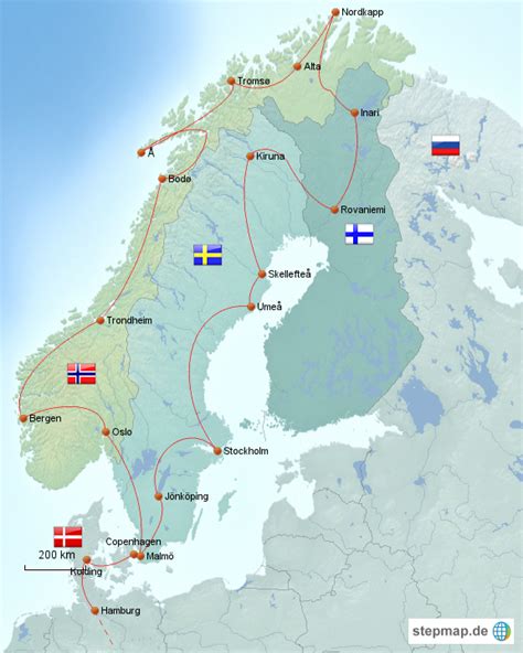 Stepmap Skandinavien Landkarte Für Europa