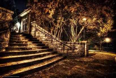 Wallpapers Night Autumn Park Stairs Backgrounds Hdr