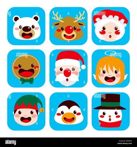 Illustration Christmas Happy Faces Hi Res Stock Photography And Images