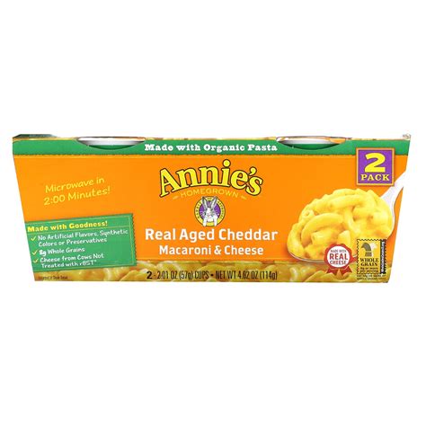 Annies Homegrown Macaroni And Cheese 2 Pack Real Aged Cheddar 2 2