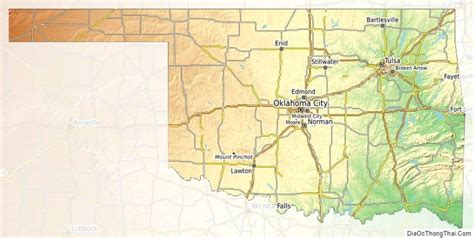 Topographic Map Of Oklahoma V1 Map Of Oklahoma Us State Map Oklahoma