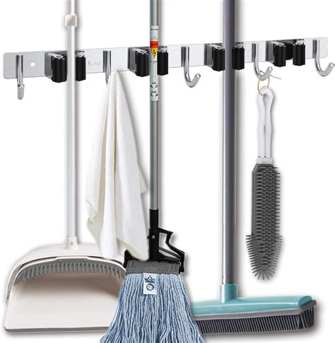 Broom And Mop Holder Wall Mounted Heavy Duty Stainless Steel Mop And