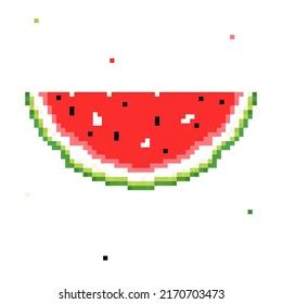 Pixel Watermelon Slice Isolated Vector Illustration Stock Vector