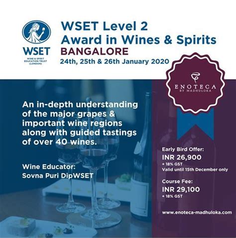 This beginner to intermediate level qualification course provides a fantastic and structured exploration into. WSET Level 2 Award in Wines & Spirits, Enoteca by ...