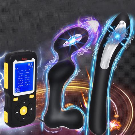 electric shock plug pulse prostate massage vibrators sex toy for women dual interface