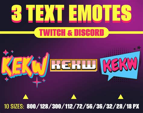 Kekw 3 Text Emotes Set Twitch Emotes Discord Youtube Etsy Australia