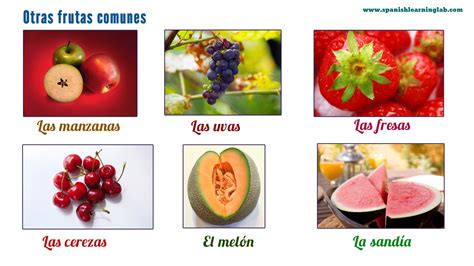 Las Frutas A Few More Common Fruits In Spanish Including La Manzana