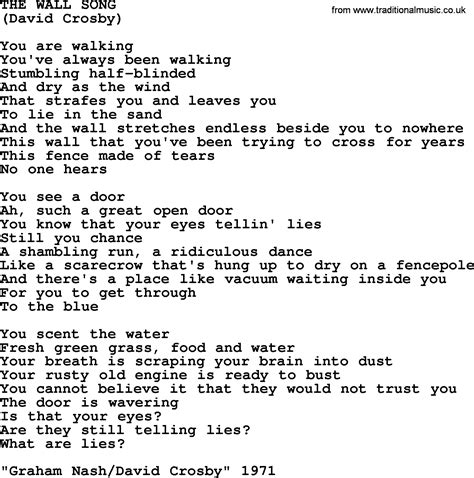 The Wall Song By The Byrds Lyrics With Pdf