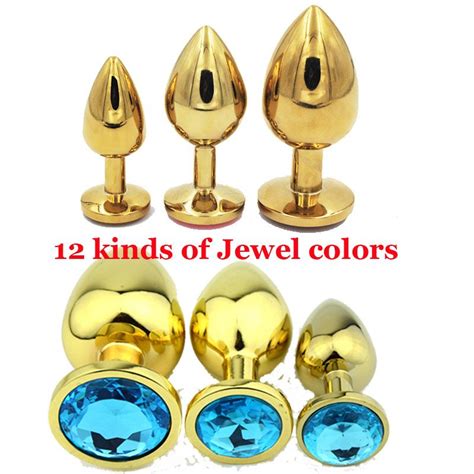 Size Sml Gold Plated Stainless Steel Anal Toy Jeweled Butt Plug Anal
