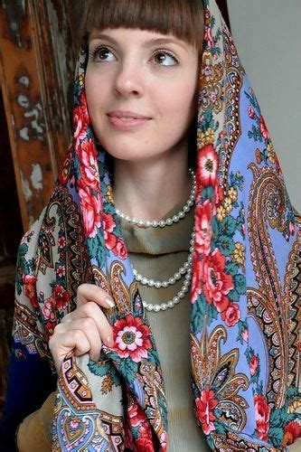 A Pretty Girl In Russian Pavlovsky Posad Shawl Folk Beauty Russian