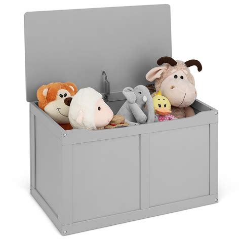 Costway Wooden Toy Box Kids Storage Chest Bench W Flip Top Lid