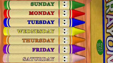 Days Of The Week Sunday To Saturday With Calendar Crayons Youtube