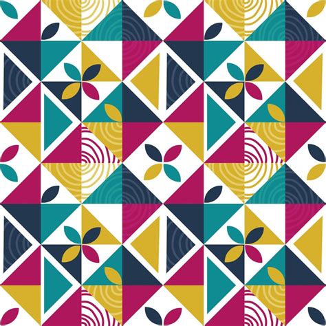 Abstract Mosaic Geometric Seamless Pattern With Colorful Colors Vector
