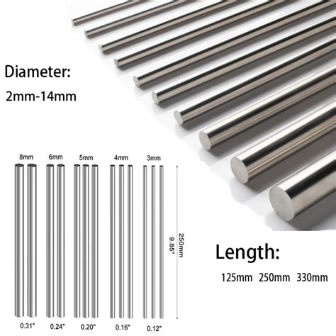 15pcs Stainless Steel 304 Solid Metal Round Bar Diameter 2 14mm Length