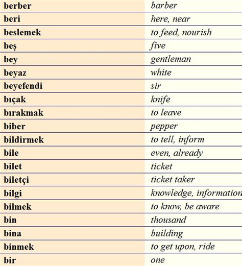 Turkish Vocabulary B3 Yabancı Dil Öğrenme Bilgi