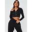 Black Ribbed V Neck Button Front Crop Top  Missguided Australia