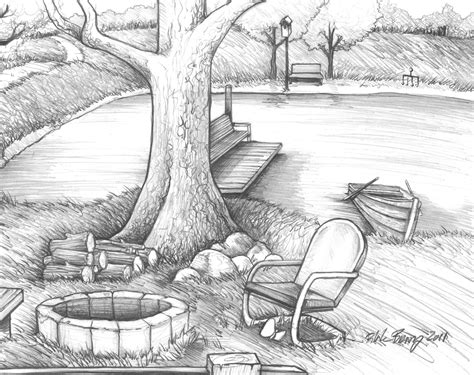 Pond Drawing At Explore Collection Of Pond Drawing