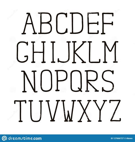 Alphabet Type Design Hand Pen Serif Font Line Style English Language