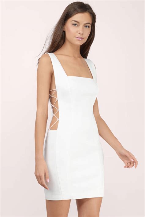 Sexy White Bodycon Dress Lace Up Dress Bodycon Dress 14 Tobi US
