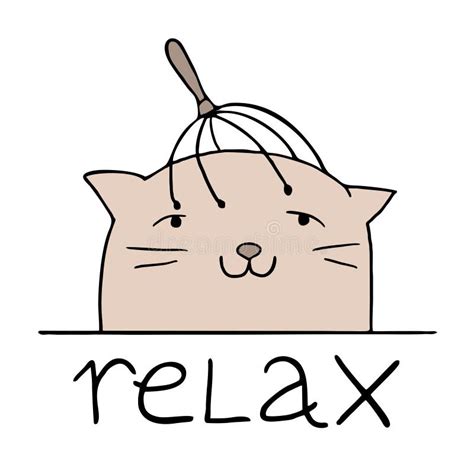 Funny Cat In Relax Moment Stock Vector Illustration Of Head 142748576