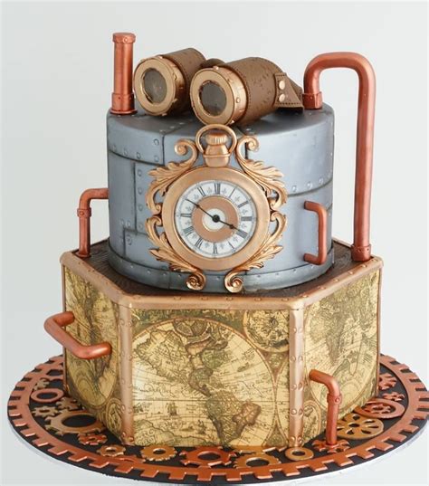 Steampunk Cake With Distressed Leather Goggles With Gelatin Lenss