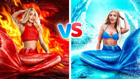 Cold Vs Hot Mermaid Challenge Fire Mermaid Vs Icy Mermaid Weird Moments Youtube