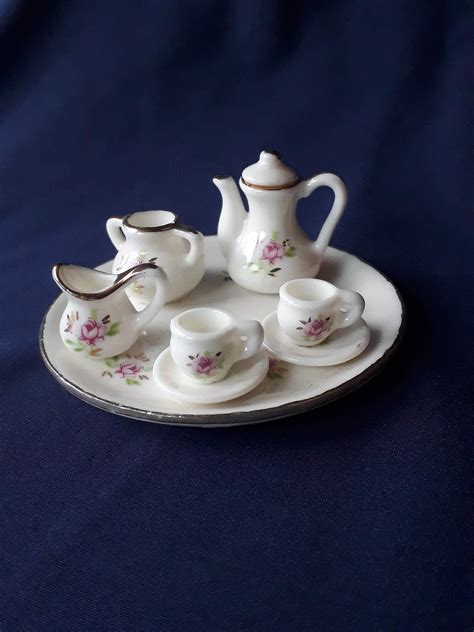 Miniature Vintage Tea Set Figurines Knick Knacks Art Collectibles