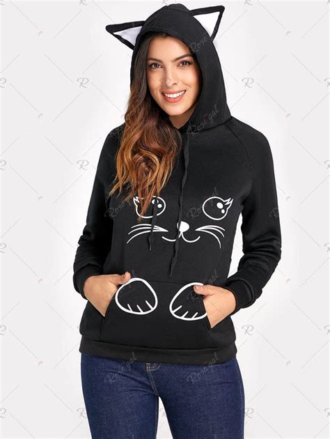 Cat Ear Hoodie With Fleece Lining Hoodies Fashion Pattern Fashion