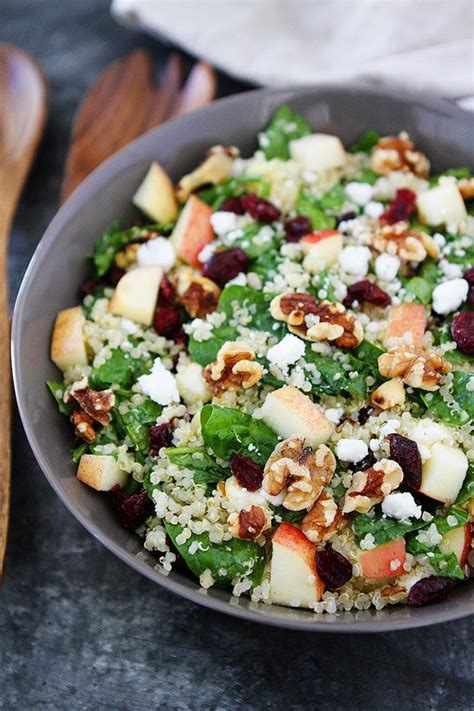 Apple Walnut Quinoa Salad With Spinach Dried Cranberries