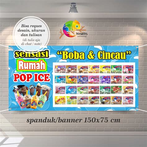 Jual Size X Spanduk Banner Rumah Pop Ice Boba Cincau Shopee Indonesia