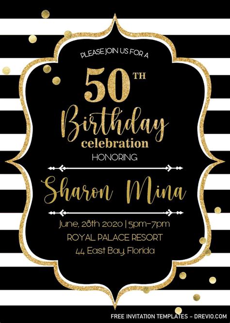 50th Party Invites Templates