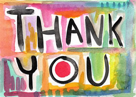 Thank You Card Watercolor Greeting Card Painting By Linda Woods