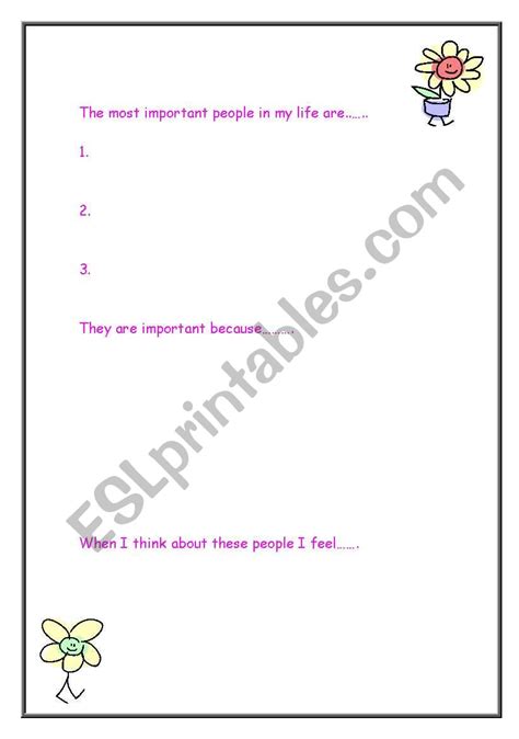 English Worksheets Important People In My Life Life Story Part Three