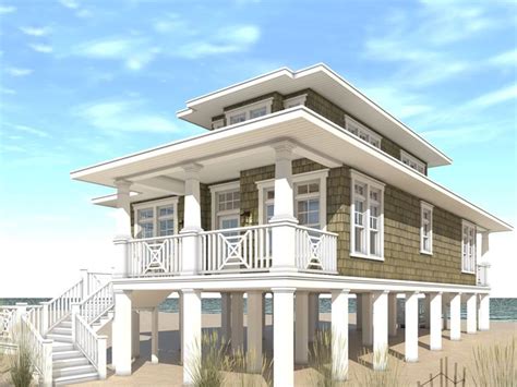 052h 0132 Two Story House Plan Fits A Narrow Beach Lo