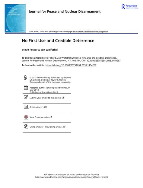 Pdf No First Use And Credible Deterrence
